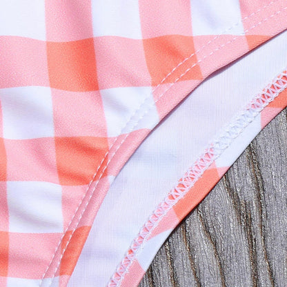 Plaid Print High Waist Bikini Set