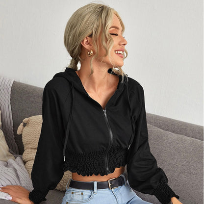 Solid Casual Zipper Coat