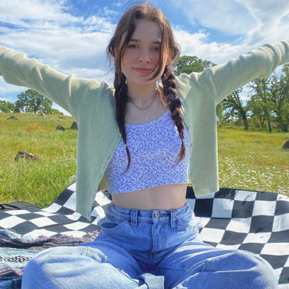 Flower Print Strap Crop Top
