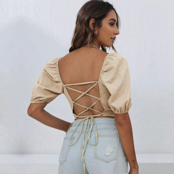 Jean backless crop top