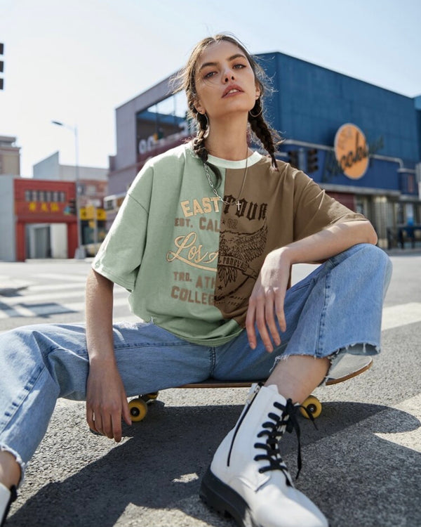 Letter Two Tone Oversized Tee