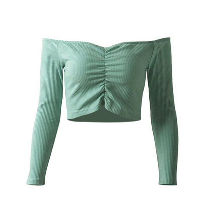 Gina Off shoulder crease Long Sleeve Top