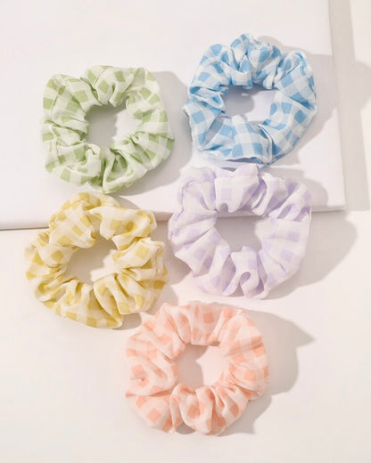 Plaid Pattern Scrunchies set (5pcs)