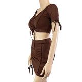 Brown Bodycon Skirt Set