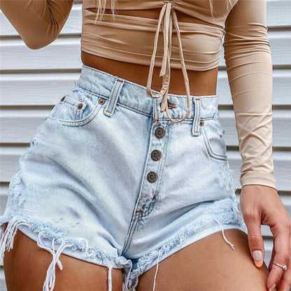 Evil eye Printed Denim Shorts