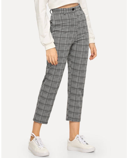 Plaid Button Pants