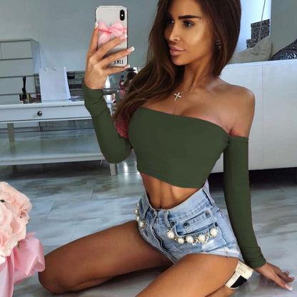 Solid Off shoulder crop top
