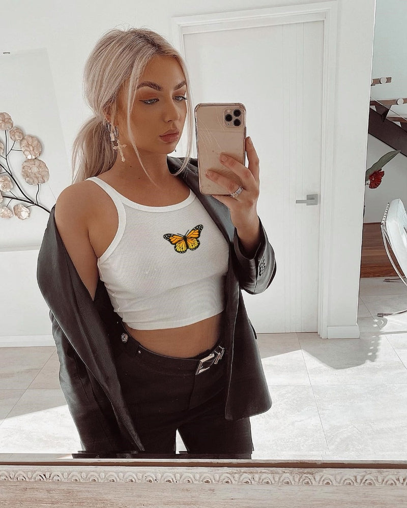 Butterfly Embroidered Tank Top