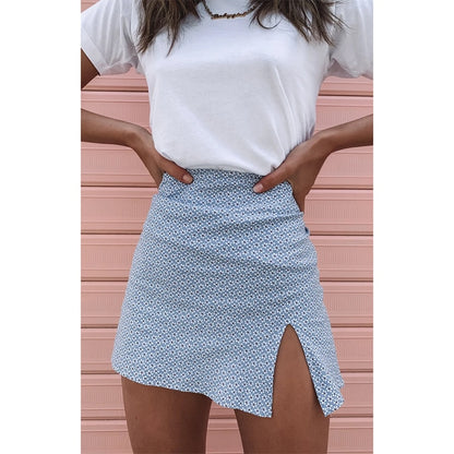 High Waist Floral mini skirt