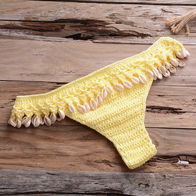Shells Tassel Knitted Crochet Swimsuit