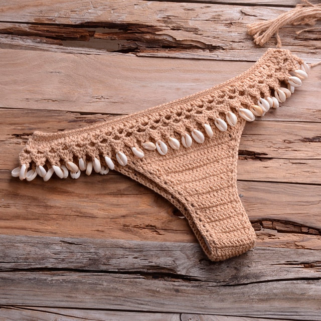 Shells Tassel Knitted Crochet Swimsuit