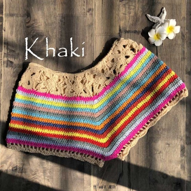 Rainbow Stripe Knitted Crochet Shorts