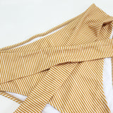 Yellow Stripe High Waist Belt Bikini Set